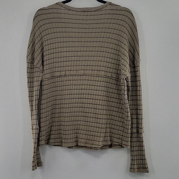 BKE Green Brown Eyelet Detail Long sleeve Top size Small - Picture 6 of 6